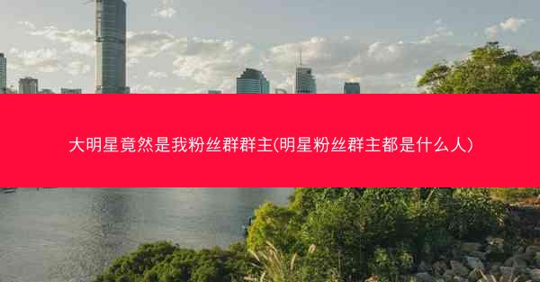 大明星竟然是我粉丝群群主(明星粉丝群主都是什么人)