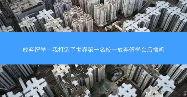 放弃留学，我打造了世界第一名校—放弃留学会后悔吗