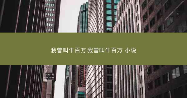 我曾叫牛百万,我曾叫牛百万 小说