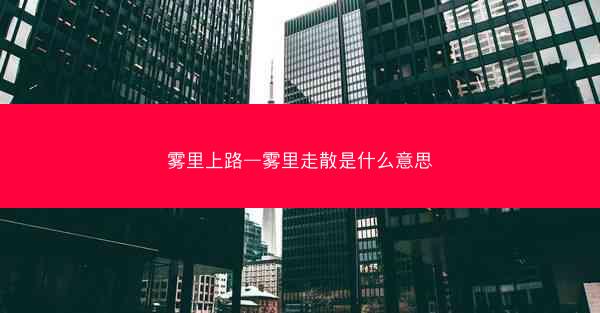 雾里上路—雾里走散是什么意思