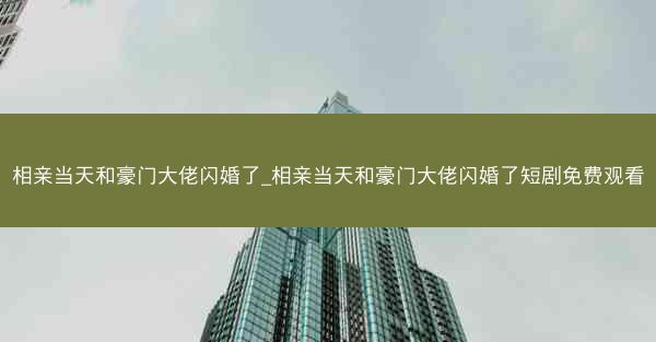 相亲当天和豪门大佬闪婚了_相亲当天和豪门大佬闪婚了短剧免费观看