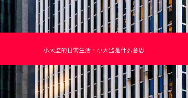小太监的日常生活、小太监是什么意思